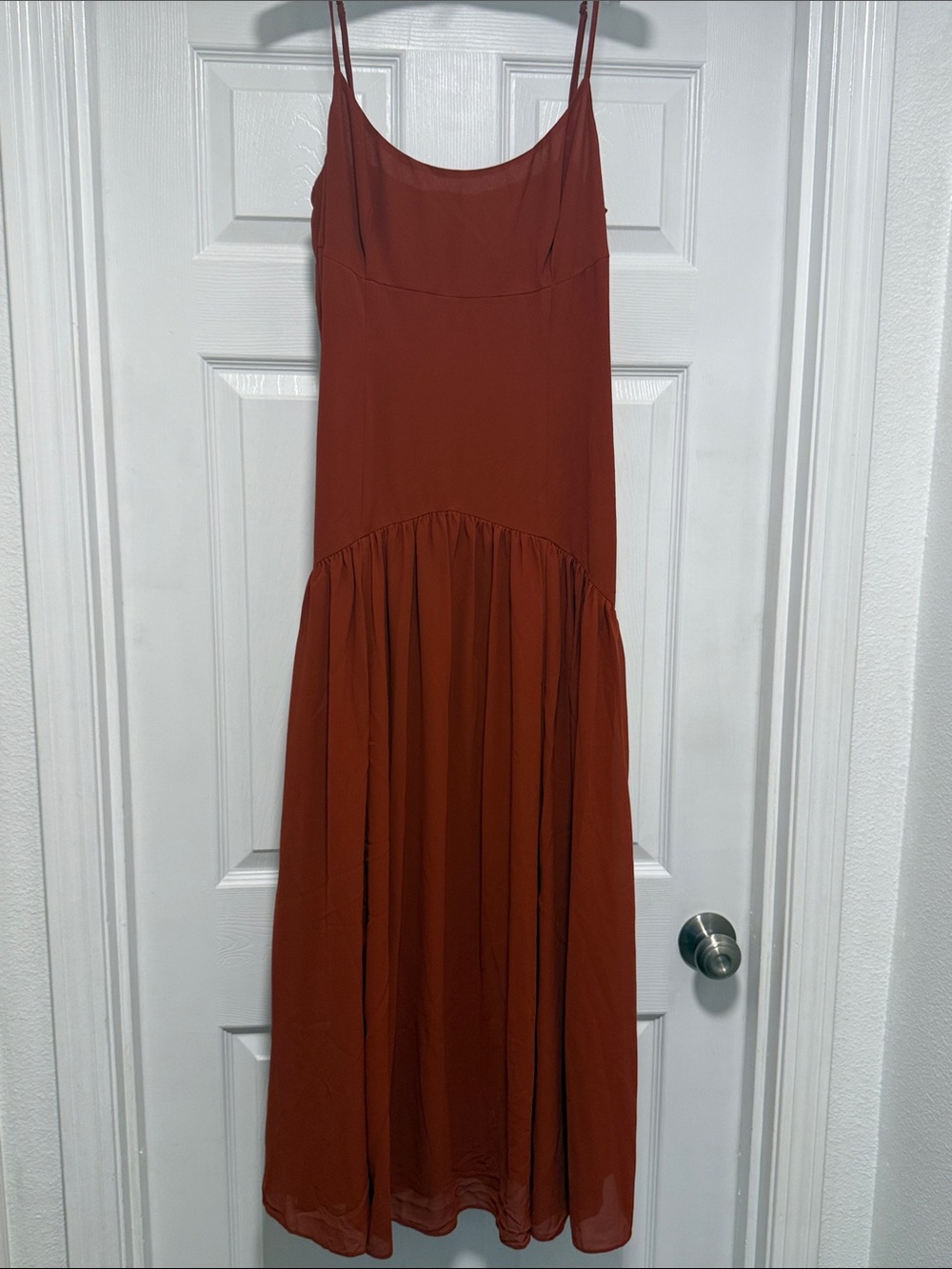 Reverie Rust Spaghetti-Strap Midi Dress